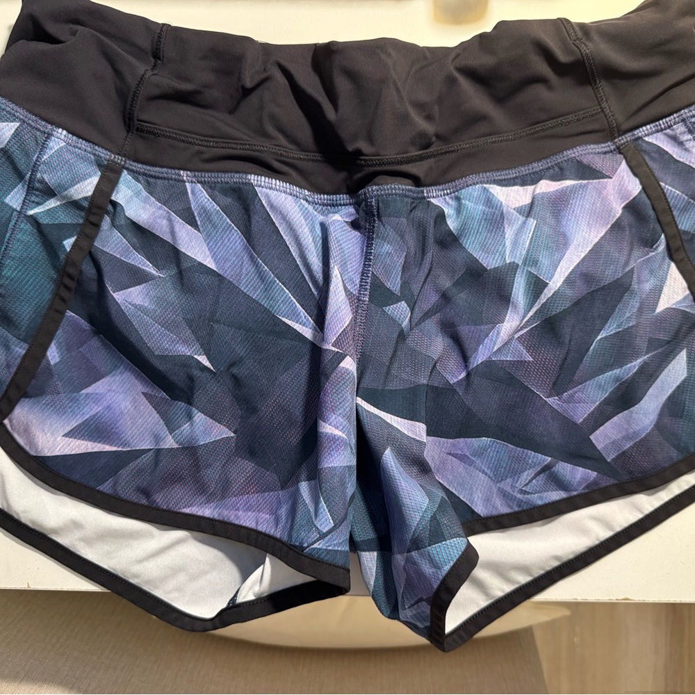 Lululemon Athletica Black and Purple Geometric Athletic Shorts